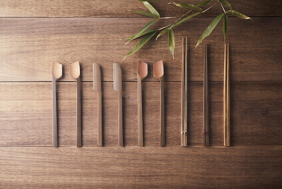 [Bamboo Cutlery] YAMAMINGU Set -Black lacquer-