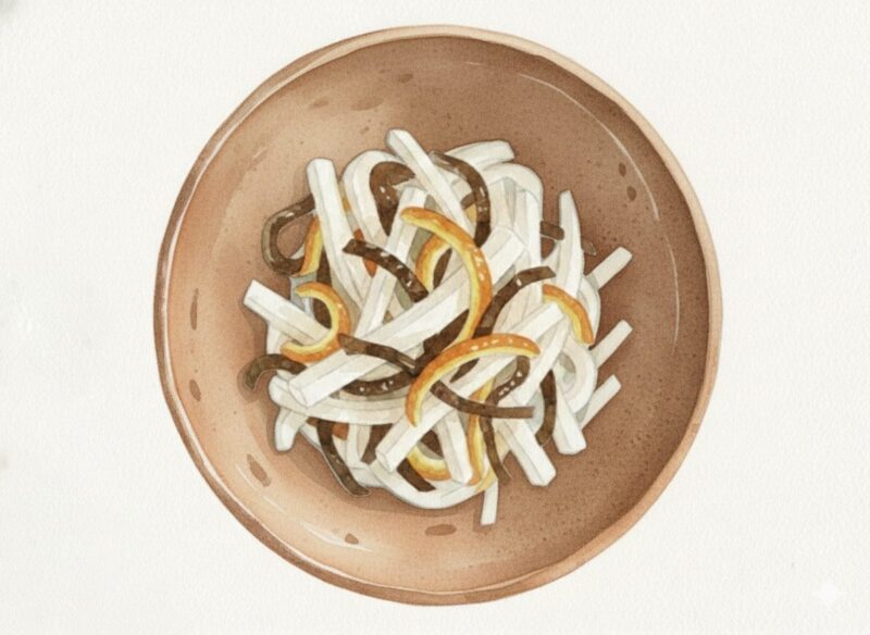 大根と干し柿の和えもの